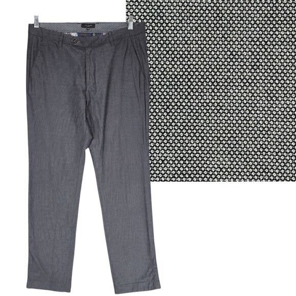 Ted Baker London Dress Pant 34R Men Gray Nailhead Stretch 32" Casual Business